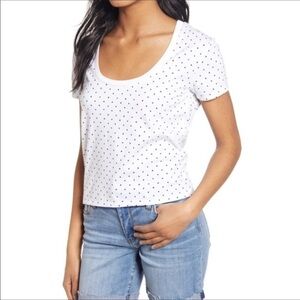 BP polka dot scoop neck cropped tee size XXS NWOT